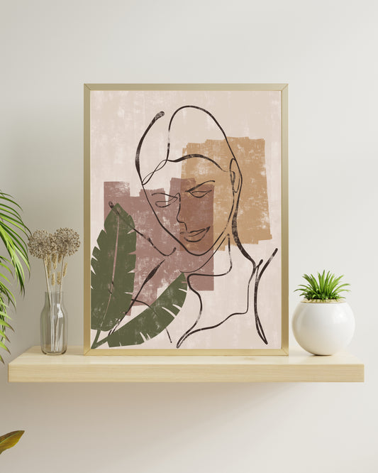 Abstract Woman Portrait, Botanical Line Art, Boho Wall Decor, Digital Download USA, Japandi Style Print, Earth Tone Wall Art, Organic Modern Decor, Printable Art, Instant Download, Serene Wall Art, Calming Bedroom Decor, Tropical Leaf Print, Minimalist Female Figure, Abstract Botanical, Line Drawing, Modern Home Decor, Living Room Art, Home Office Decor, Yoga Studio Art, Meditation Space, Textured Wall Art, Painterly Abstract, Mauve Wall Decor, Dusty Rose Print, Olive Green Art, Neutral Palette, Tan and Bei