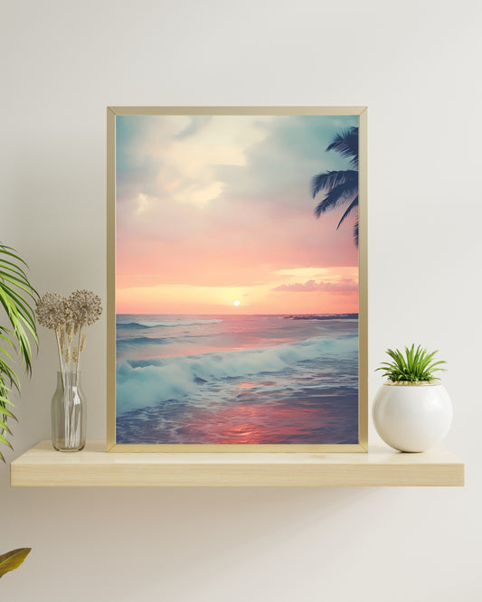 Pastel Beach Print, Beach Sunset Art, Coastal Wall Decor, Digital Download USA, Ocean Waves Photography, California Casual Style, Boho Beach Decor, Printable Art, Instant Download, Palm Tree Silhouette, Dreamy Wall Art, Serene Seascape, Calming Ocean Print, Living Room Wall Art, Bedroom Decor, Bathroom Wall Art, Home Office Decor, Coastal Grandmother, Retro Surf Art, Vintage Beach Photography, Pink Sunset Print, Peach and Teal Decor, Aqua Blue Ocean, Tropical Wall Art, Vacation Vibe, Wanderlust Decor, Escap