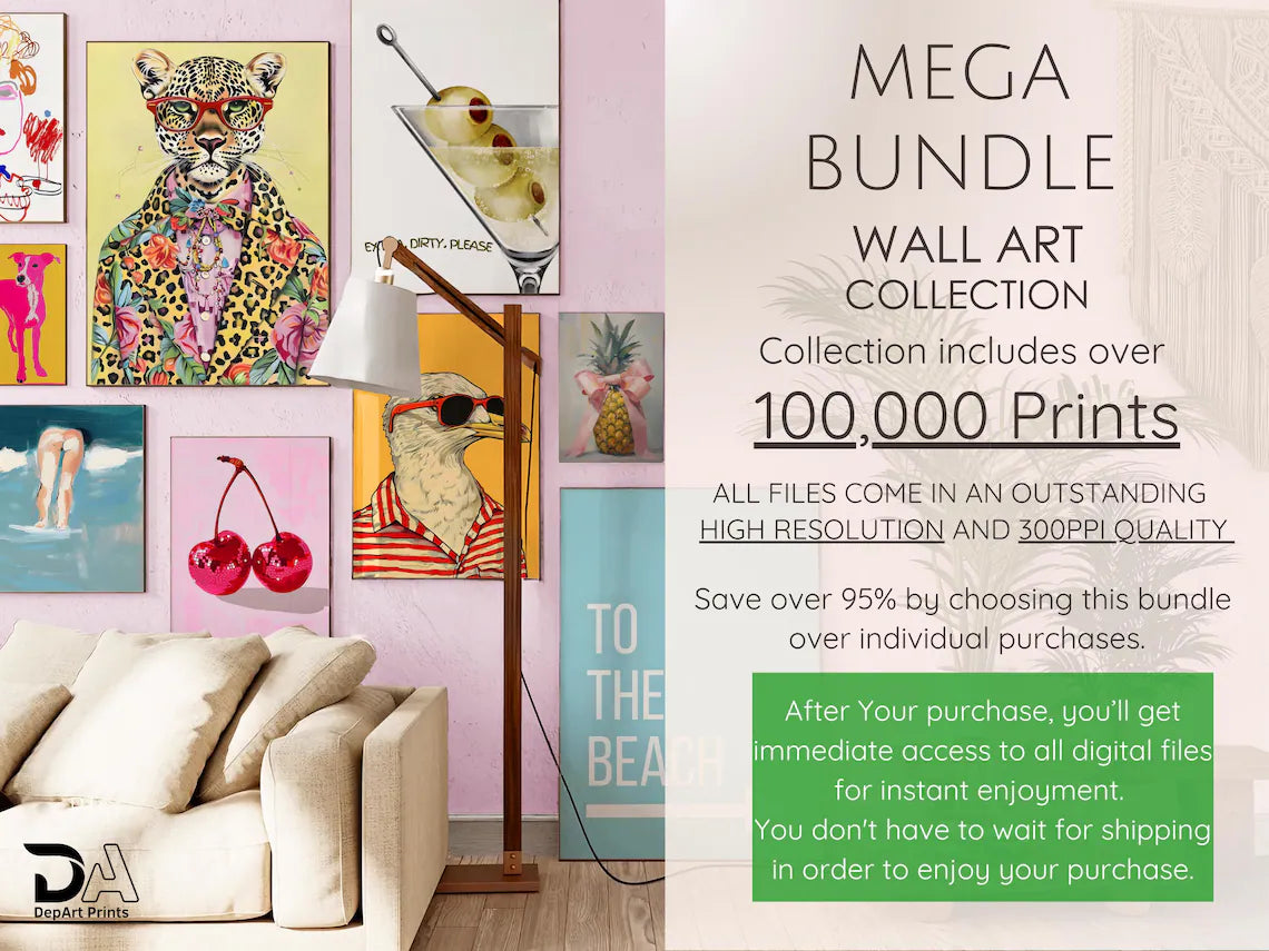 WHOLE SHOP SALE 100000 Mega Wall Art Set, Printable Maximalist Gallery, Trendy Aesthetic Prints, Eclectic Posters Instant Digital Download