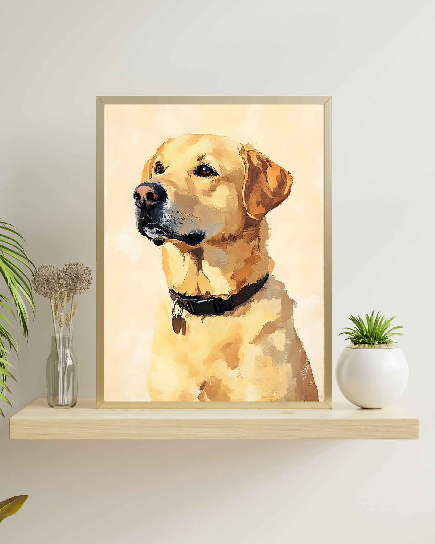 Golden Labrador Portrait Print, Loyal Dog Wall Art, Realistic Pet Painting, Yellow Lab Art, Dog Lover Gift, Digital Download
