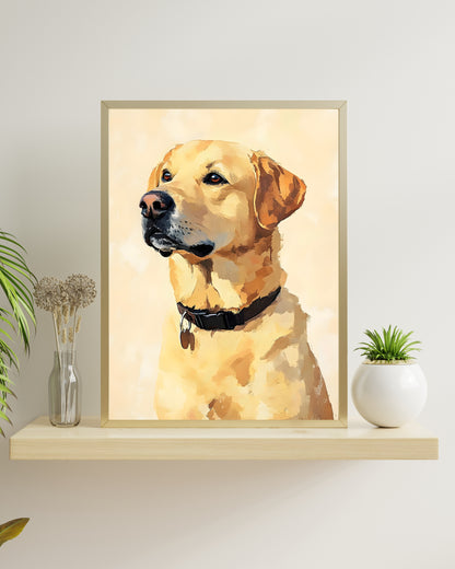 Golden Labrador Portrait Print, Loyal Dog Wall Art, Realistic Pet Painting, Yellow Lab Art, Dog Lover Gift, Digital Download