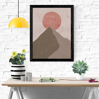 Boho Wall Art, Abstract Mountain Print, Mid Century Modern Sun Poster, Terracotta Decor, Japandi Style, Printable Wall Art, Digital Download