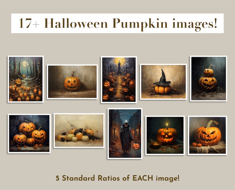 Fall Halloween Print Set | Moody Autumn Wall Art, 100 Halloween Prints, Rustic Collage Decor, Halloween Printable Wall Art Instant Download
