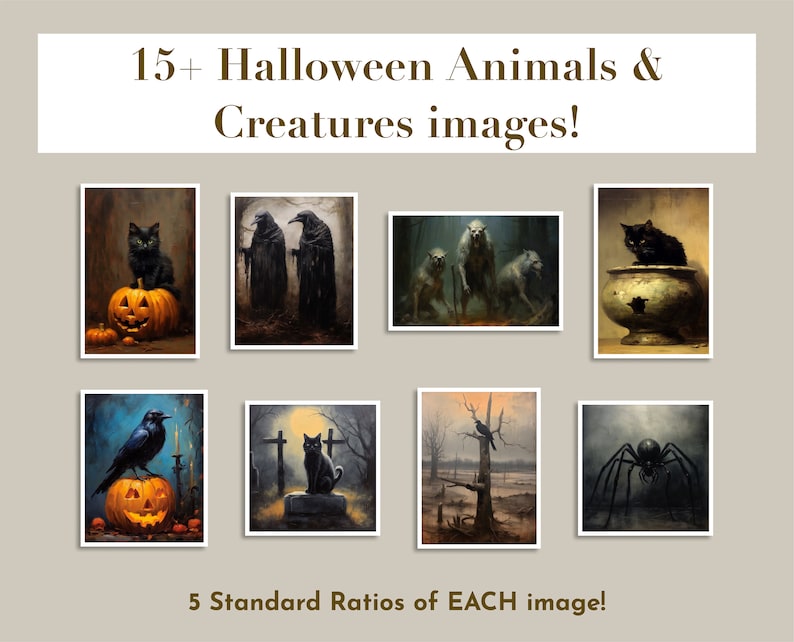 Fall Halloween Print Set | Moody Autumn Wall Art, 100 Halloween Prints, Rustic Collage Decor, Halloween Printable Wall Art Instant Download