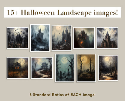 Fall Halloween Print Set | Moody Autumn Wall Art, 100 Halloween Prints, Rustic Collage Decor, Halloween Printable Wall Art Instant Download