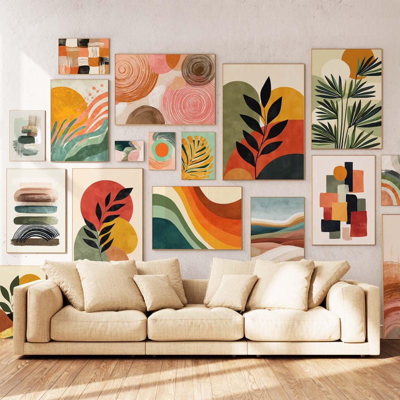 200 Modern Boho Wall Art Prints - Trendy Abstract Minimalist Gallery Bundle - Earthy Neutral Digital Decor Collection - All Sizes Included
