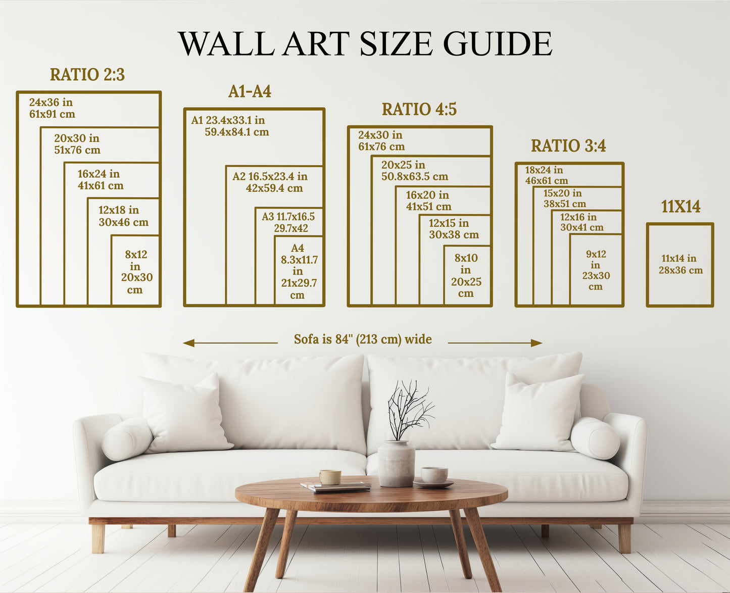 Wall Art Size Guide, How to Choose Art Size, Art Size Chart, Printable Art Size Guide, What Size Art to Buy, Art Size for Living Room, Wall Art Above Sofa, Art Size Above Bed, Correct Art Size for Wall, Art to Furniture Ratio, Interior Design Rules for Art, How High to Hang Pictures, Art Placement Guide, Gallery Wall Layout, Spacing for Gallery Wall, How to Arrange Wall Art, Art Size Comparison, Large Scale Art Guide, Oversized Wall Art Tips, Standard Frame Sizes USA, 8x10 Inch Print, 11x14 Art Size, 16x20 